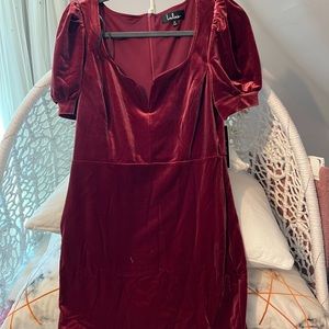 Lulu Red Velvet Short Dress